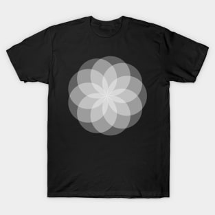 Geometric Flower of Circles (Gray) T-Shirt